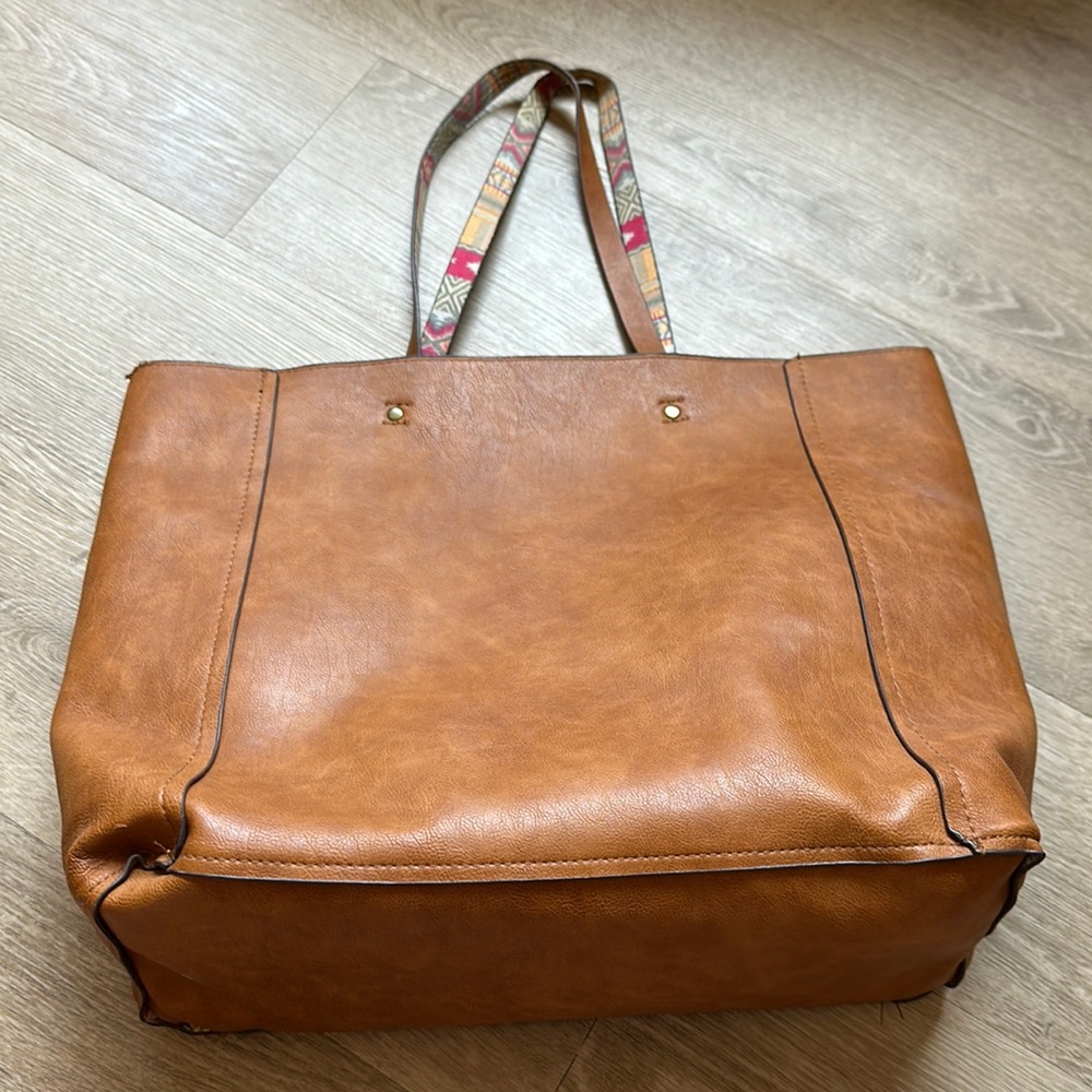 Reversible leather tote bag